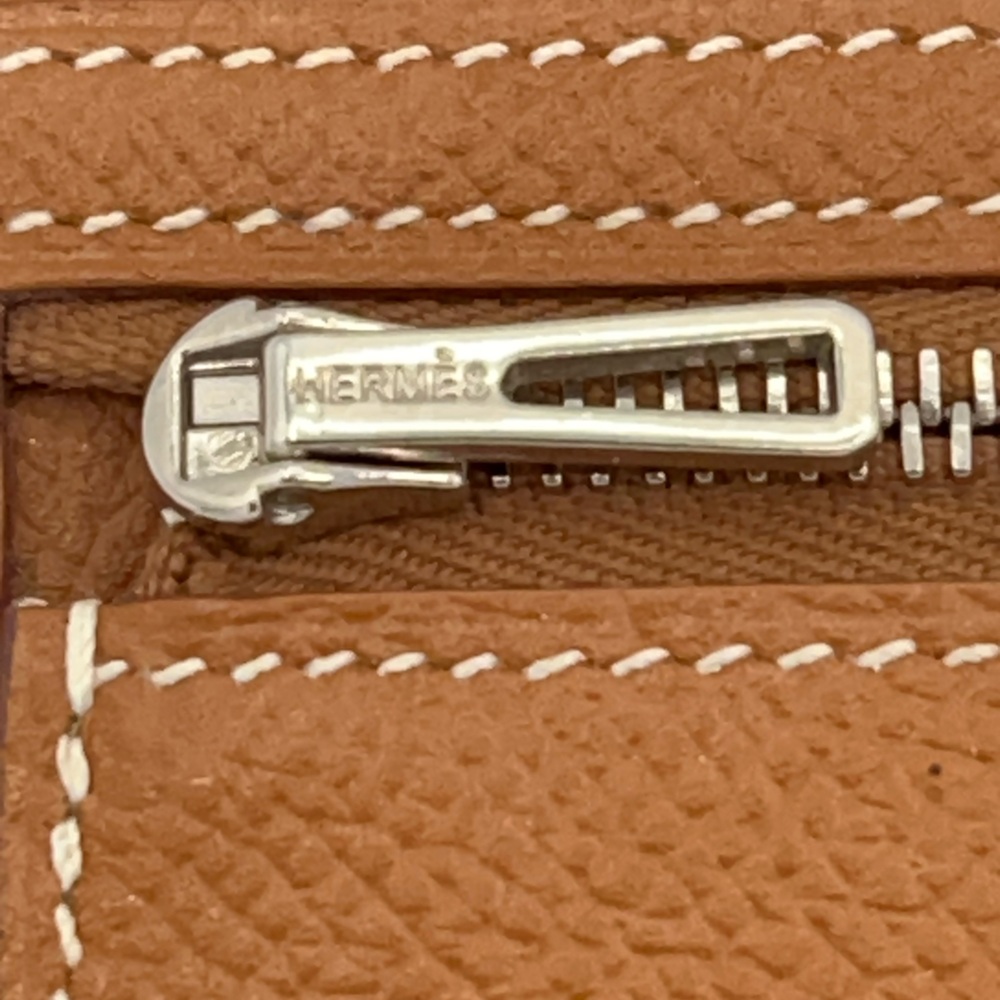 HERMES Bearn Gold Leather Wallet with H Closure w/Dust Bag Good Condition - Picture 9 of 16